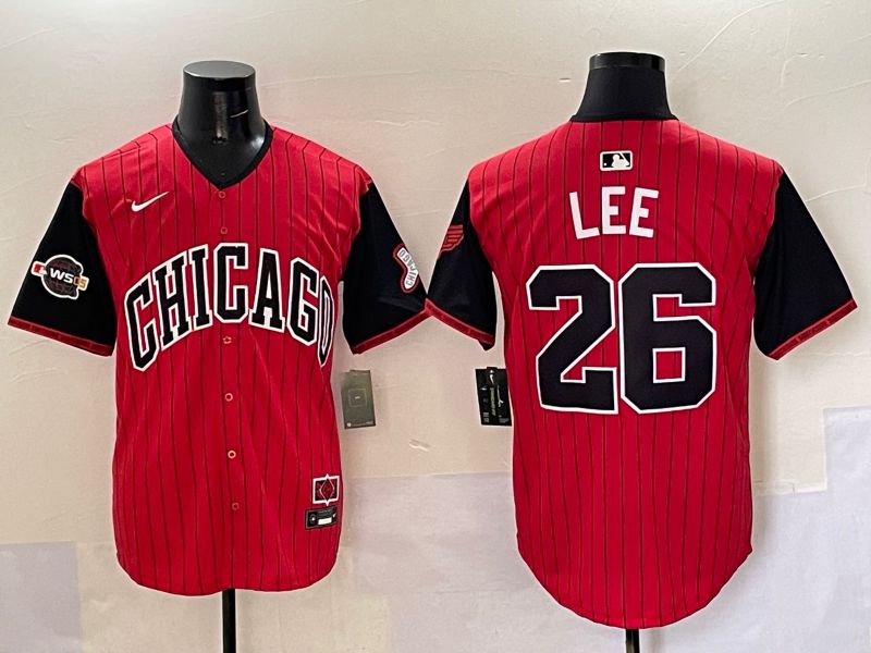 Men Chicago White Sox #26 Lee Red Stripe Joint Name Nike 2025 MLB Jersey style 5->chicago white sox->MLB Jersey